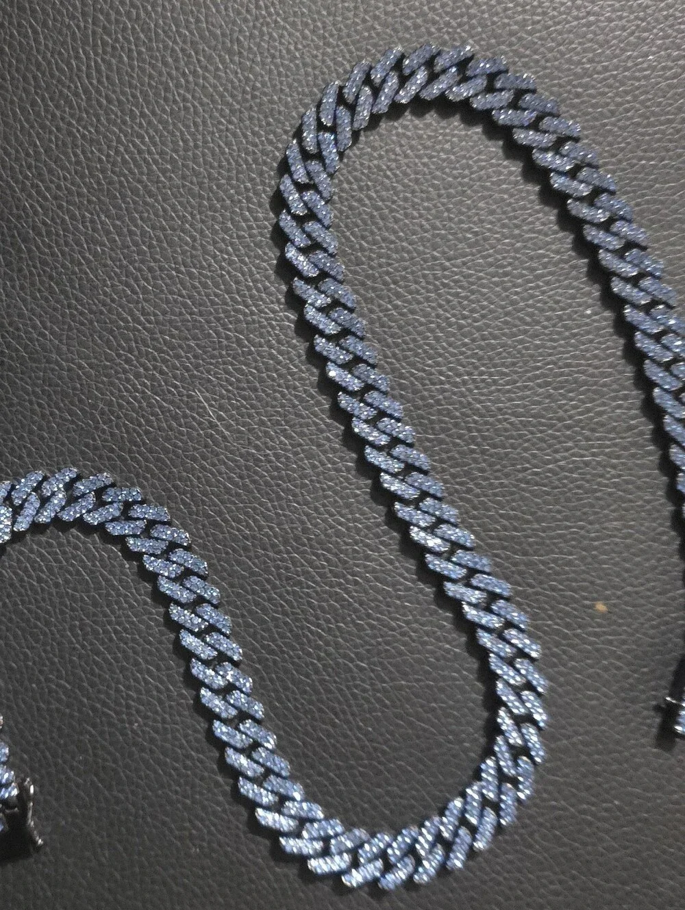 Invicta Blue Sparkle Cuban Link Necklace